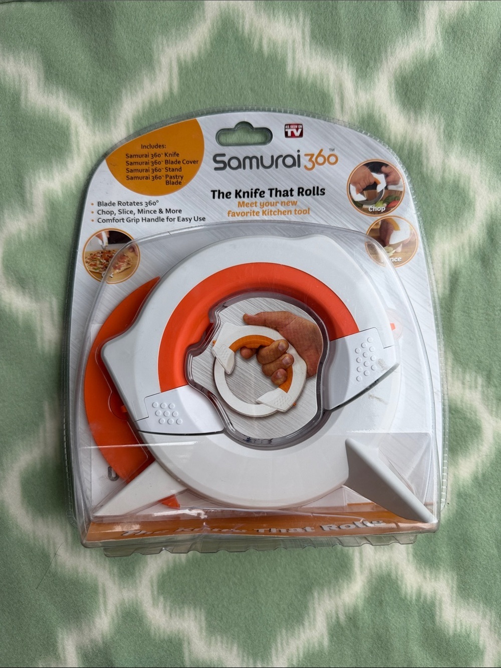 NWT Samurai 360 Rolling Knife - White & Orange